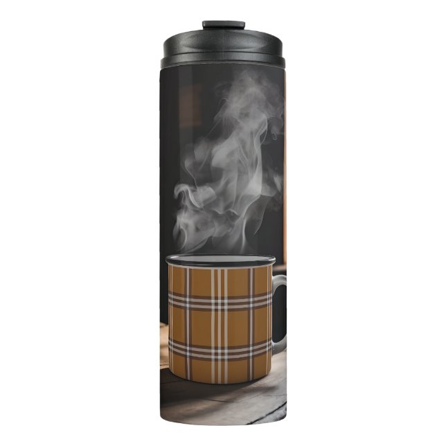 Plaid Coffee Mug Heritage Pattern Autumn Steam Art (Front)