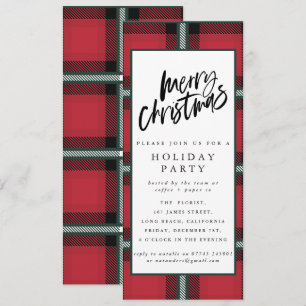 plaid corporate Christmas holiday party Invitation