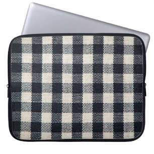 Plaid cotton fabric texture background. laptop sleeve
