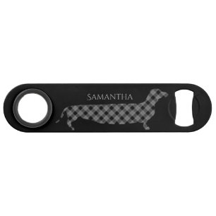 Plaid Dachshund on Black