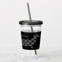 Plaid Dachshund on Black Personalised