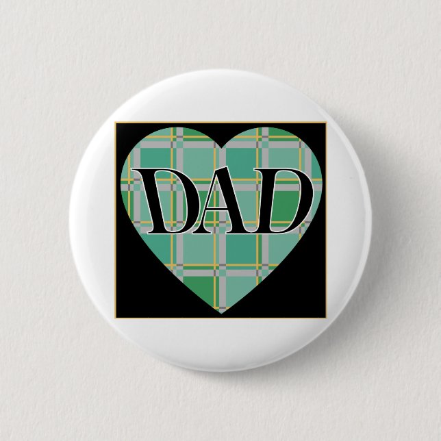 Plaid Dad Heart 6 Cm Round Badge (Front)