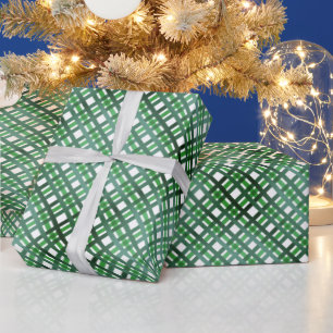 Plaid Dark Green Christmas and Year Round Wrapping Paper
