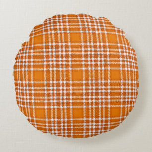 Plaid Dark Orange Round Throw Pillow (16")