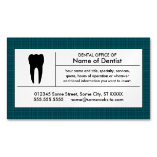 Plaid Dental Office Magnetic Magnetic Business Card