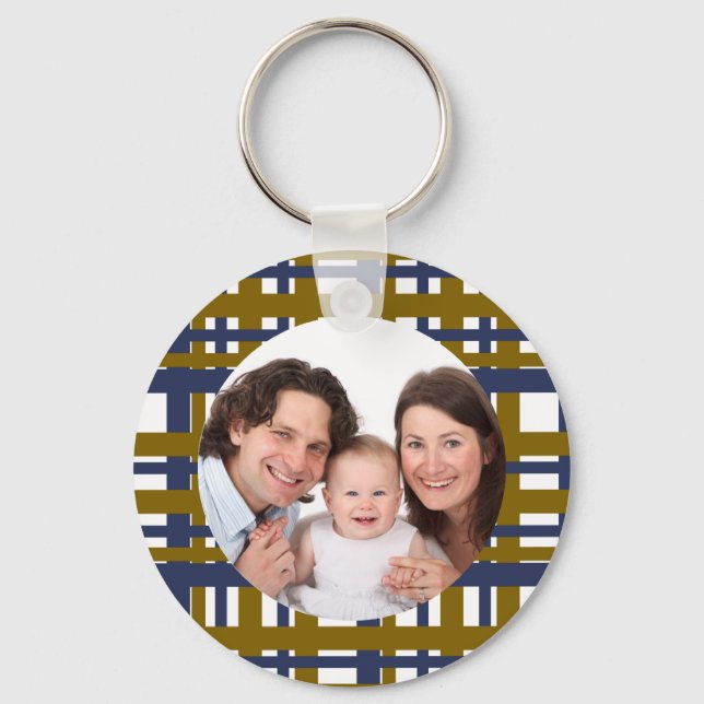 Plaid Design/Photo Key Ring (Front)