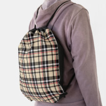 Plaid Drawstring Backpack