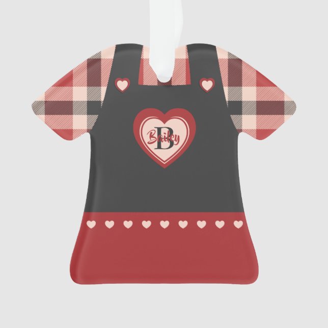 Plaid Dress & Pinafore Figurine Personalised Ornament (Front)