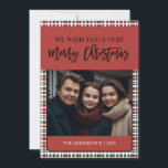 Plaid Elegant Green and Red Photo Holiday Card<br><div class="desc">With an elegant design and script font these red and green plaid photo cards are always in style!</div>