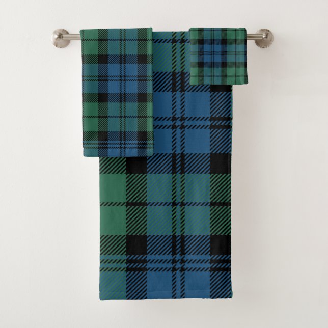 Plaid Elegant Rustic Clan Campbell Tartan Bath Towel Set (Insitu)