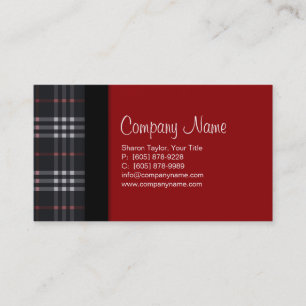 Plaid Fabric Business Card Black