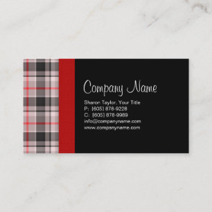 Plaid Fabric Business Card Grey