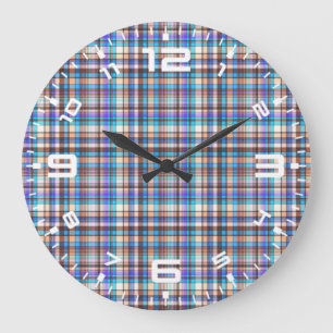 Plaid Fabric Checkered Print Pattern-57688 Large Clock