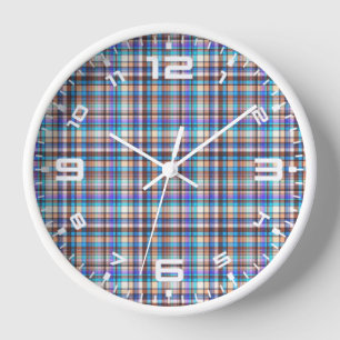 Plaid Fabric Chequered Print Pattern-57688 Clock