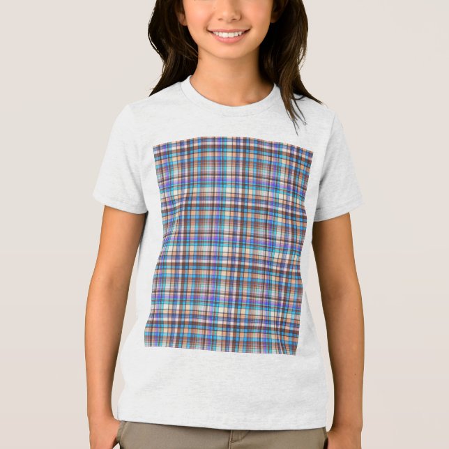 Plaid Fabric Chequered Print Pattern-57688 Tri-Blend Shirt (Front)