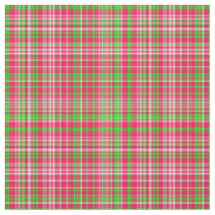 Plaid Fabric-Neon Green and Pink 27 Fabric