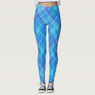 Plaid Fabric Texture Blue Stripes Pattern-43657 Leggings