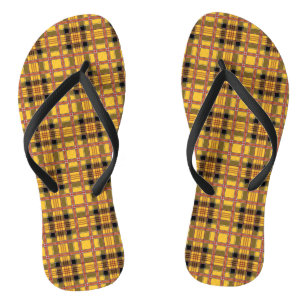 Plaid Fabric Texture Brown Stripes-52628 Flip Flops
