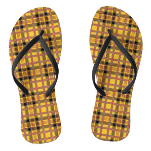 Plaid Fabric Texture Brown Stripes-52628 Flip Flops