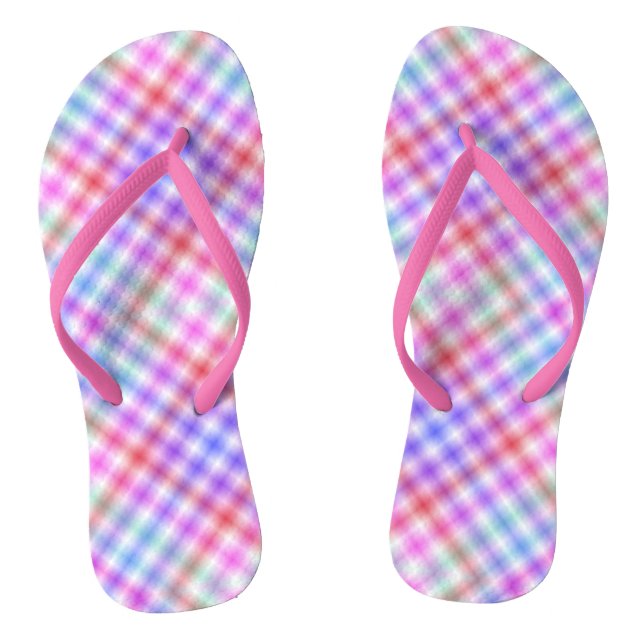 Plaid Fabric Texture Stripes Pattern-18848 Flip Flops (Footbed)