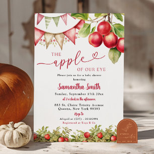 Plaid Fall Apple Leaves Baby Shower Invitation