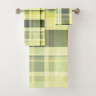 Plaid Fall Shades Greens, Grey, Buttercream Bath Towel Set