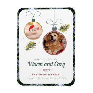 Plaid Family Christmas Pet Photos Gordon Tartan Magnet
