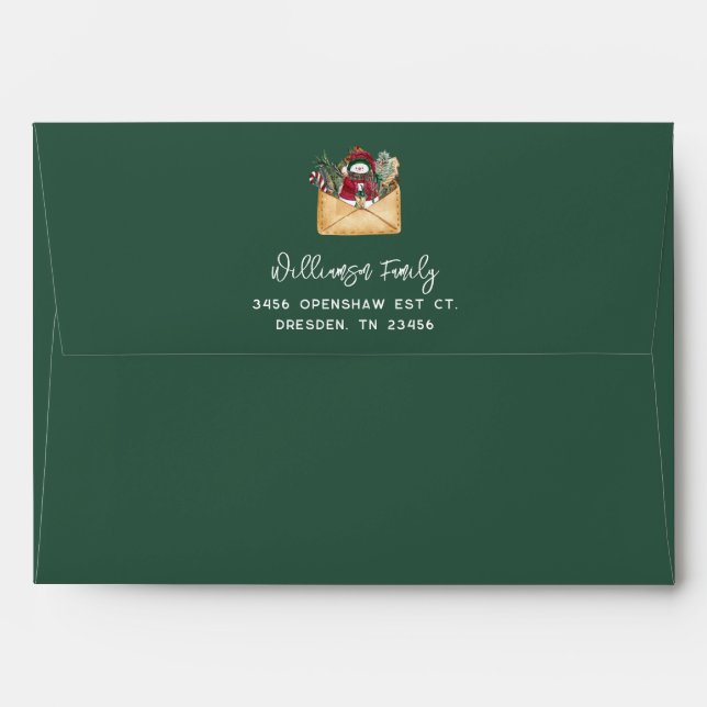 Plaid Family Holidays Return Address Envelope (Back (Top Flap))