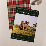 Plaid Family Photo Geometric Christmas Silver Foil Holiday Card<br><div class="desc">Featuring a traditional festive holiday theme, a family photo, and a geometric frame against a plain background, this Christmas family photo card is perfect to extend the Holiday cheers to friends and family. Customise with your own greetings by clicking the "Personalise" button. The reverse side is a rustic plaid pattern....</div>