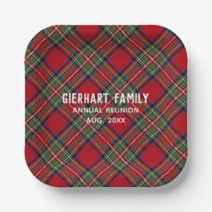 Plaid Family Reunion Red Green Stewart Tartan Paper Plate