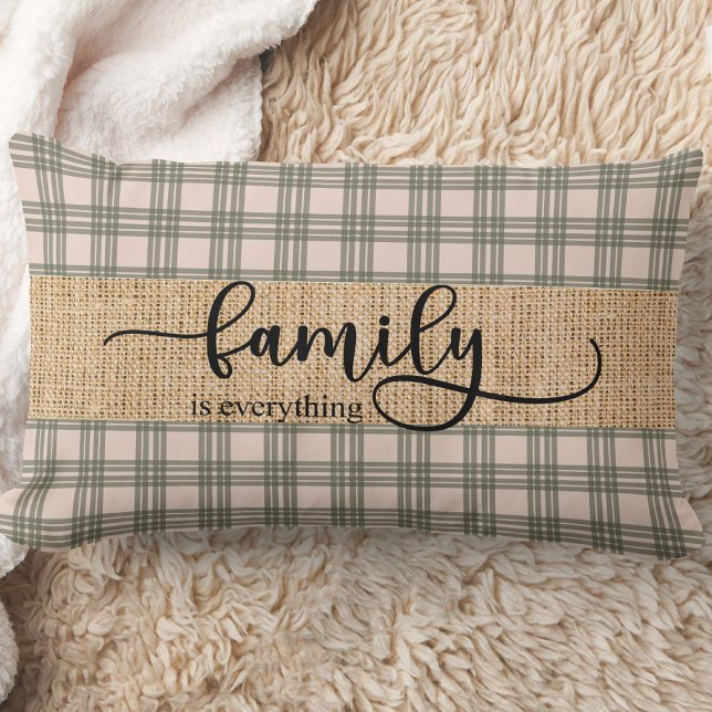 Plaid Farmhouse Lumbar Cushion (Rustic style large throw pillow)