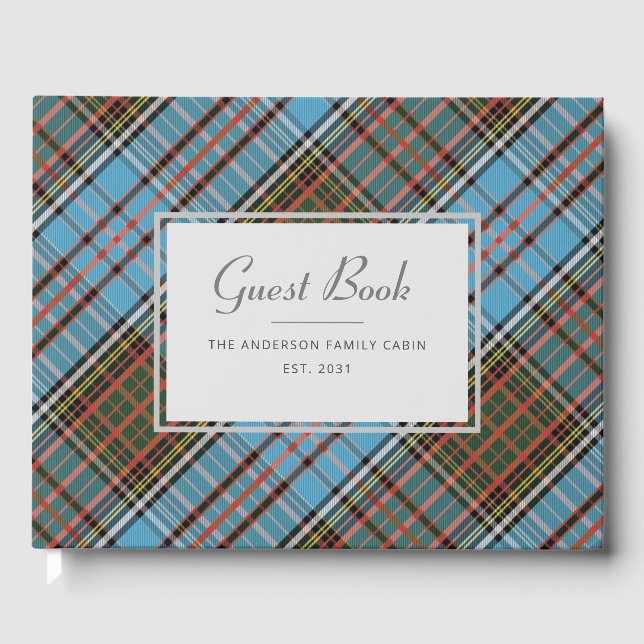Plaid Farmhouse Rustic Custom Family Tartan Guest Book (Front)