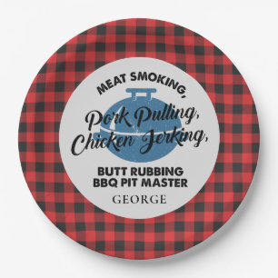 Plaid Fathers Day Rustic BBQ Dad Personalised Paper Plate