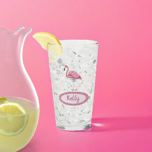 Plaid Flamingo Glass