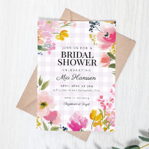 Plaid Floral Preppy Bridal Shower Invitation