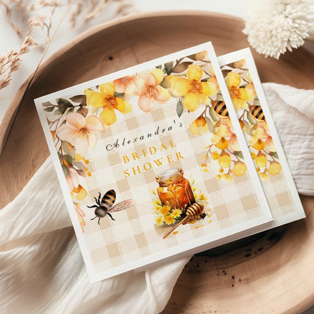  Plaid Floral She Found Her Honey Bridal Napkin (Creator Uploaded)