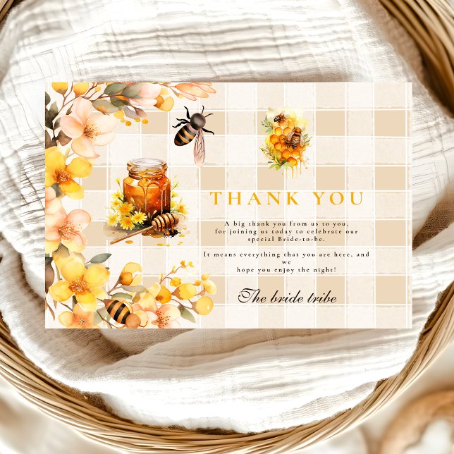  Plaid Floral She Found Her Honey Bridal Thank You Card (Creator Uploaded)