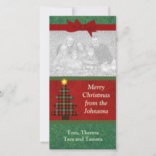 Plaid Folk Art Christmas Tree Custom Holiday Card