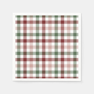 Plaid For Christmas Words Holiday Paper Napkin
