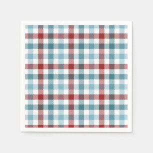 Plaid For Christmas Words Holiday Paper Napkin