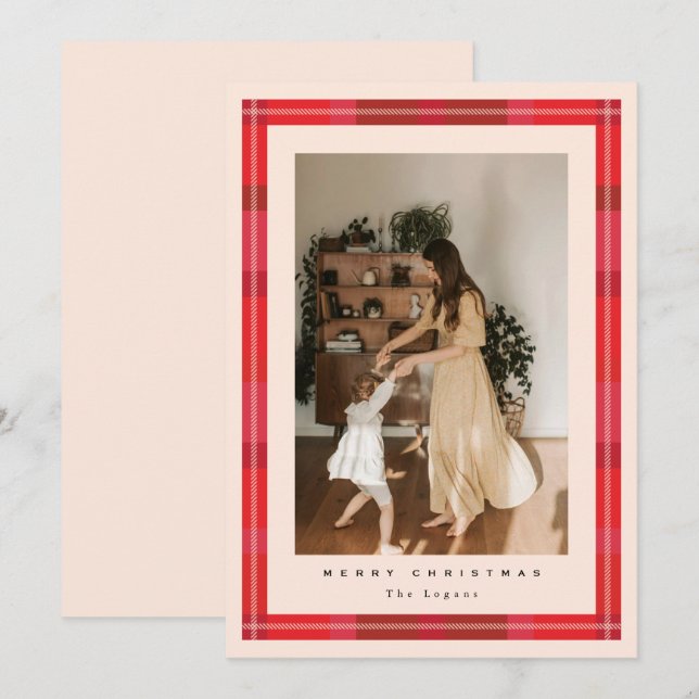 Plaid Frame Holiday Card (Front/Back)
