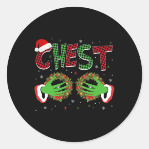 Plaid Funny Couples Christmas Pyjamas Xmas Men Wom Classic Round Sticker