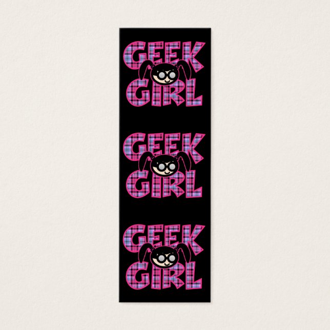 Plaid Geek Girl with Graphic Bookmark (Front)