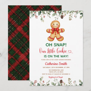 Plaid Gingerbread Classic Christmas Baby Shower  Invitation
