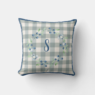 Plaid Gingham Country Farmhouse Monogram Cushion