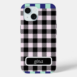 Plaid Gingham Personalised iPhone 15 Case