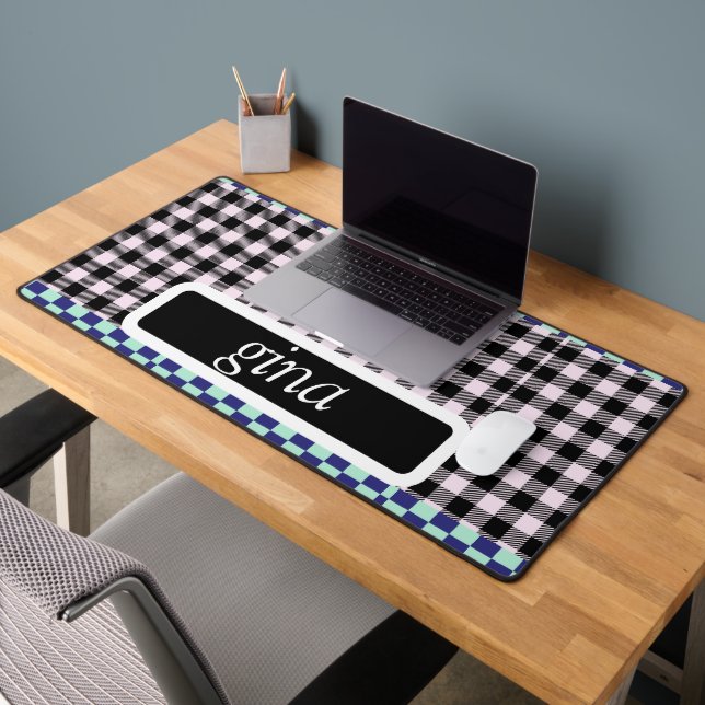 Plaid Gingham Personalised Desk Mat (Office 2)