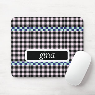 Plaid Gingham Personalised Mouse Mat