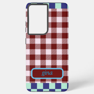 Plaid Gingham Personalised Samsung Galaxy Case
