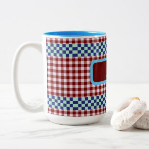 Plaid Gingham Personalised Two-Tone Coffee Mug